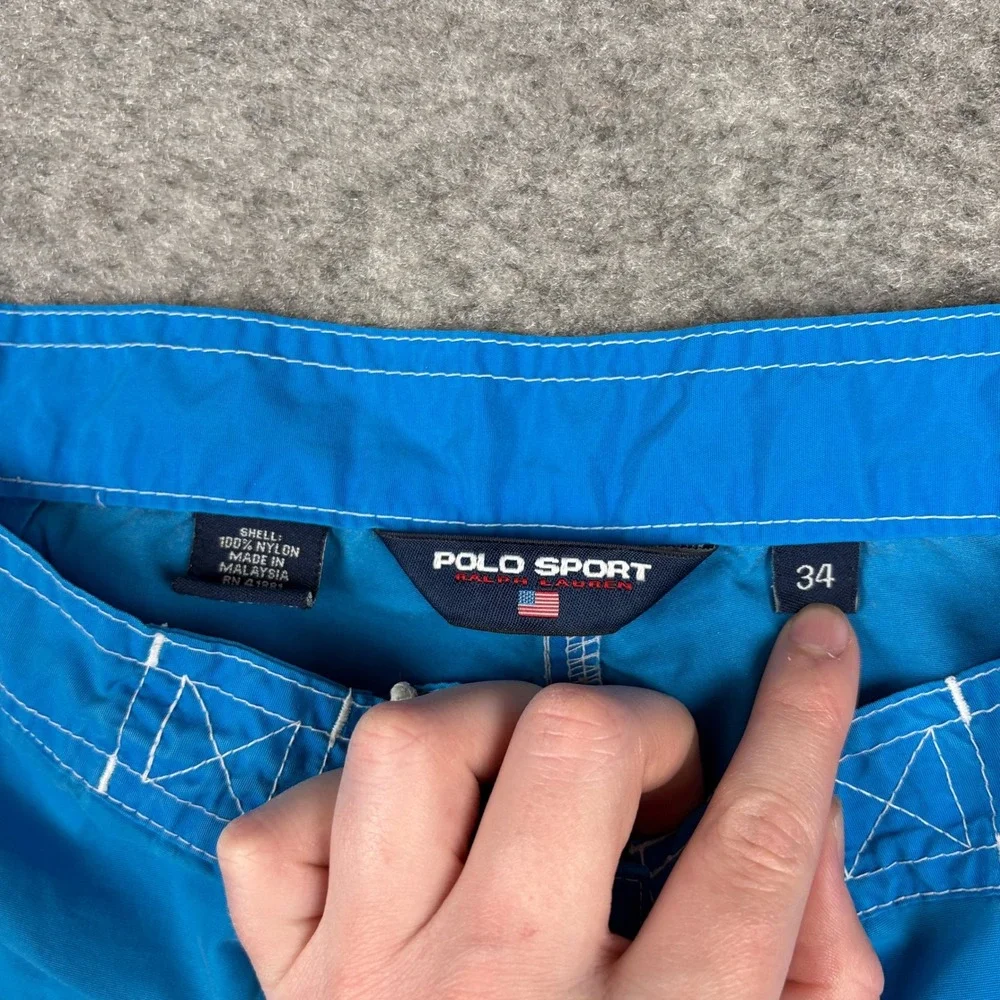 Polo Sport Swim Trunks Mens 34 Blue Vintage Ralph Lauren Colorblock Board Shorts